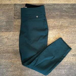 Maurice’s pull on work pants green in color.